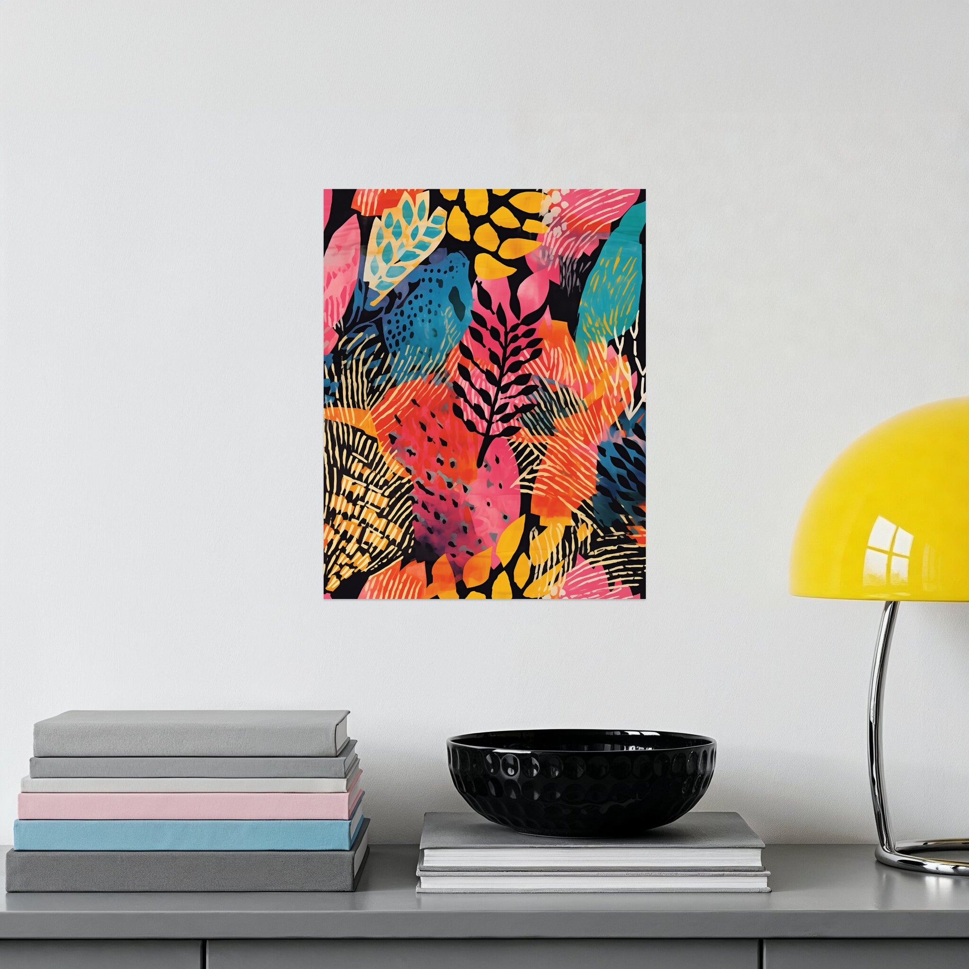 Bright Abstract Leaf Pattern Wall Art Home Decor