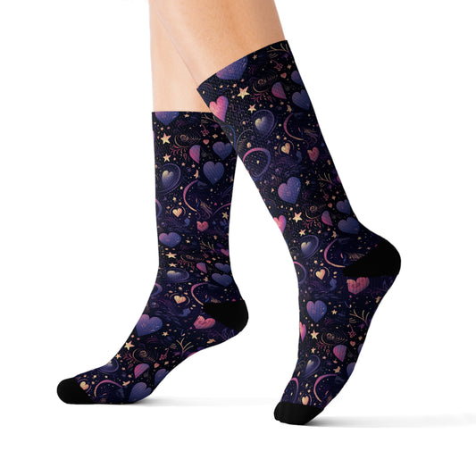Pastel Goth Celestial Valentines Day Socks, Sublimation Socks, Goth Valentine Socks