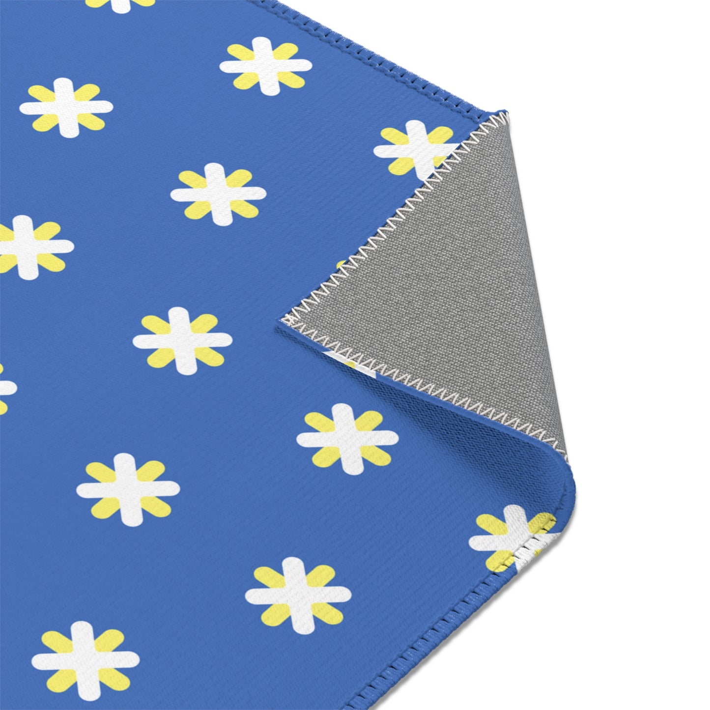 Blue Daisy Area Rug, Room Decor, Floral Minimalist Rug, Cute Unique Accent Rug