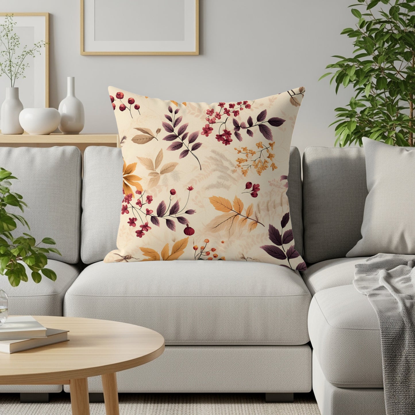 Elegant Floral Pattern Throw Pillow for Home Decor