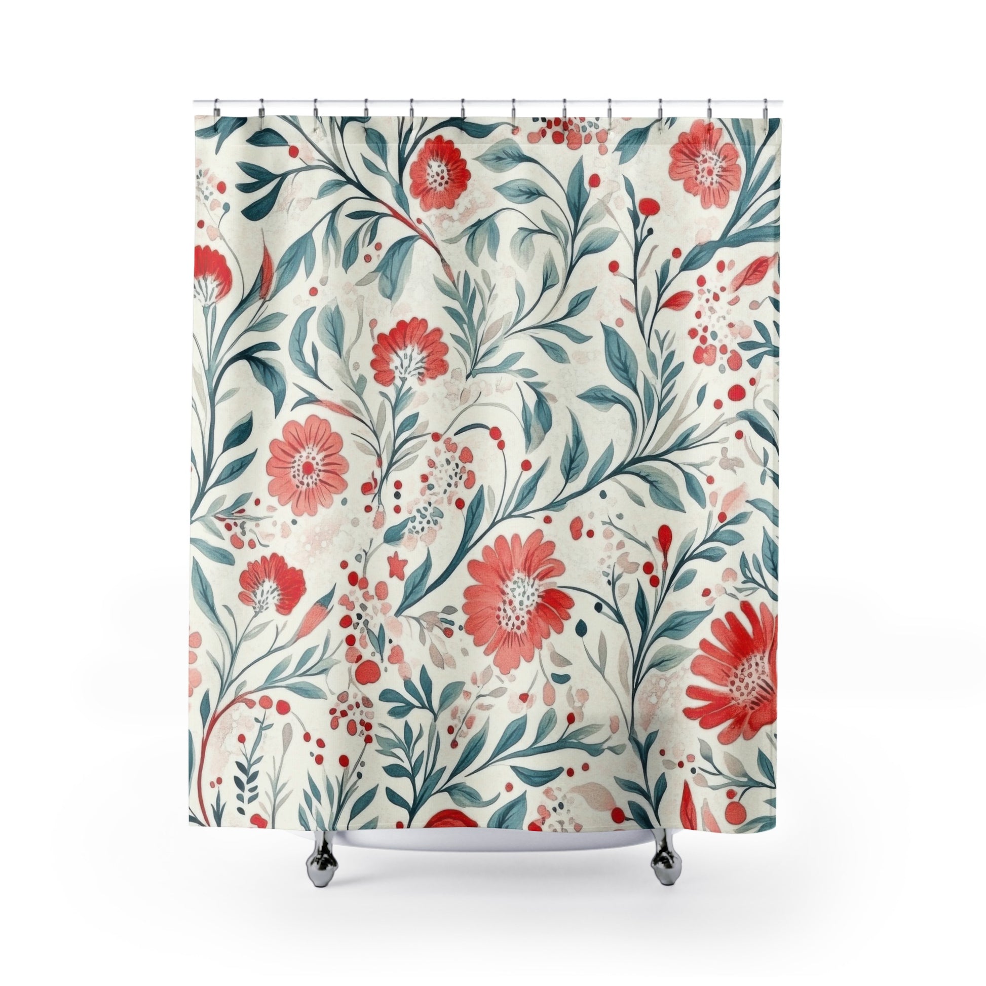Floral Shower Curtain with Vibrant Flower Design