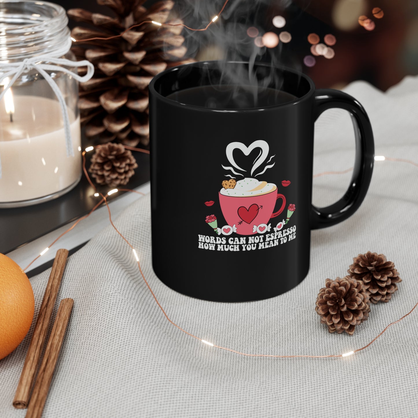Valentine Coffee Mug, Customizable Mug for Valentine, Cute Valentine Gift Mug, 11oz Black Mug