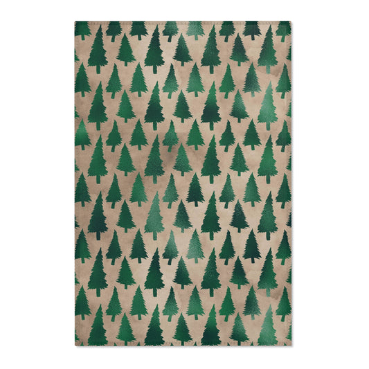 Evergreen Christmas Area Rug, Christmas Room Decor, Minimalist Rug, Cute Accent Rug