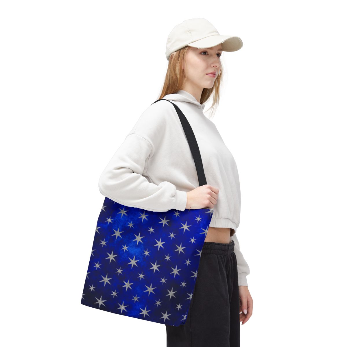 Stylish Blue Stars Pattern Tote Bag Fashionable Accessory