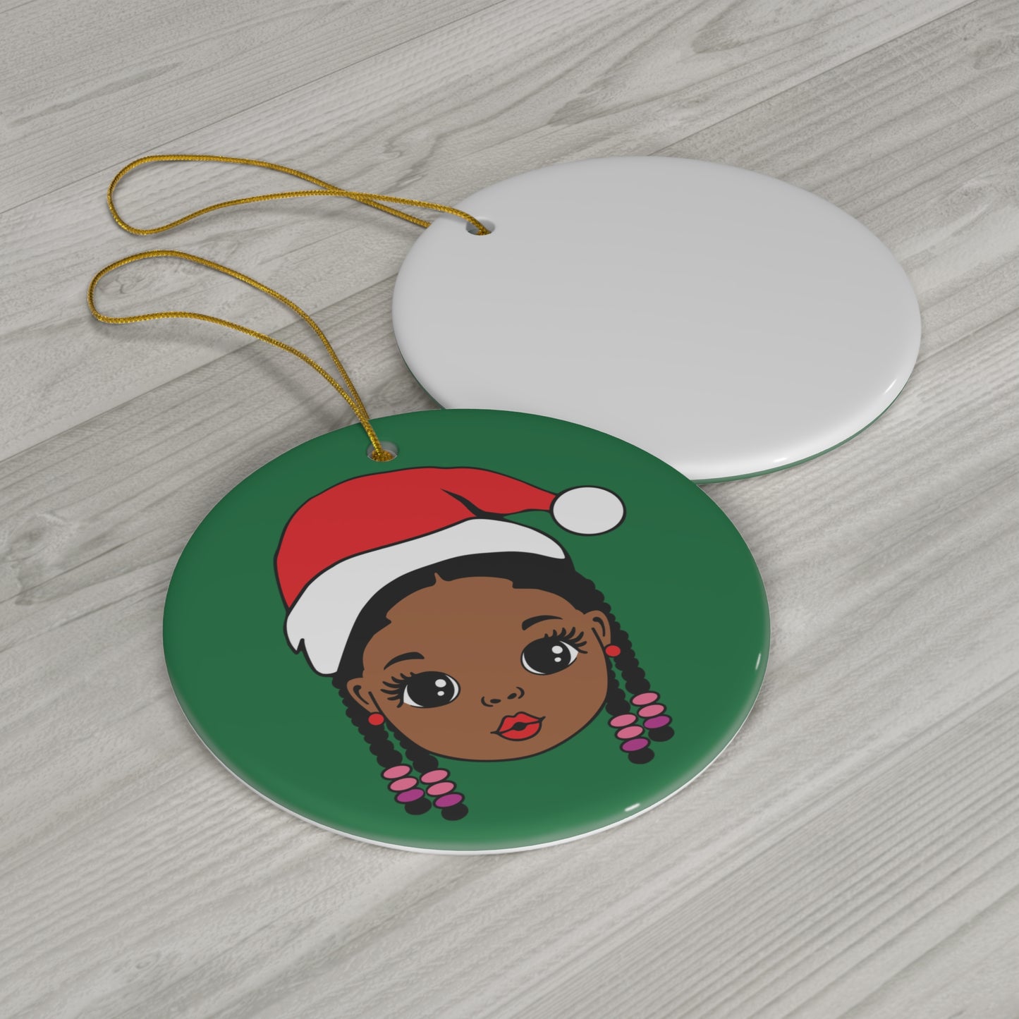 Cute Black Girl  Ceramic Christmas Ornament, African American Tree Ornament,