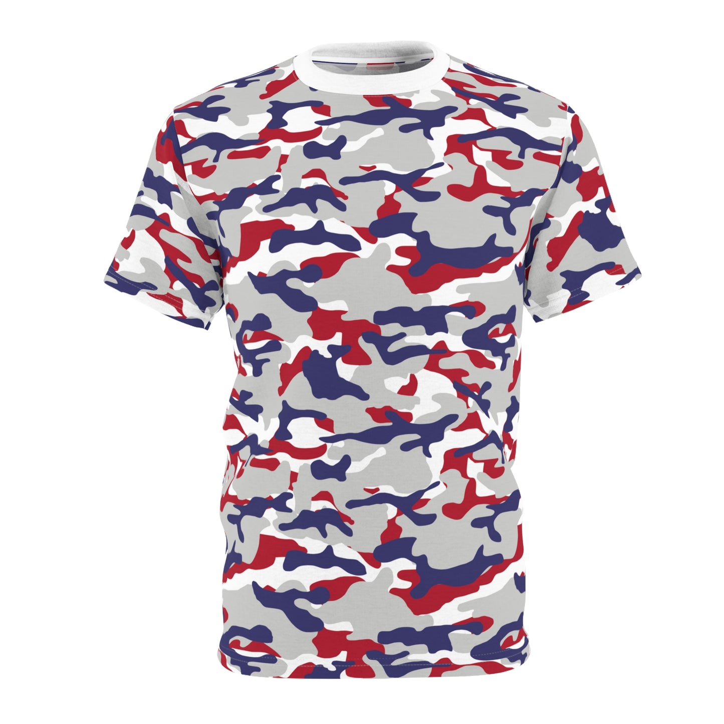 Red White & Blue Camo Style Graphic Tee Unisex Streetwear Casual Top All Over Print