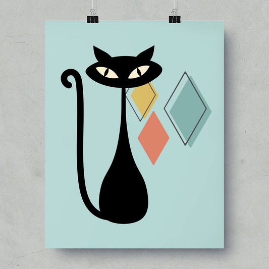 Abstract Cat Print With Geometric Shapes Poster product