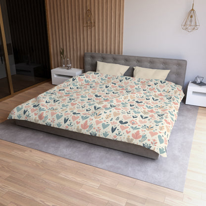 Heart Pattern Duvet Cover, White Pink and Blue Duvet, Cute Heart Bedding, Cozy Heart Design, Bedroom Decor, Twin Full Queen King Sizes