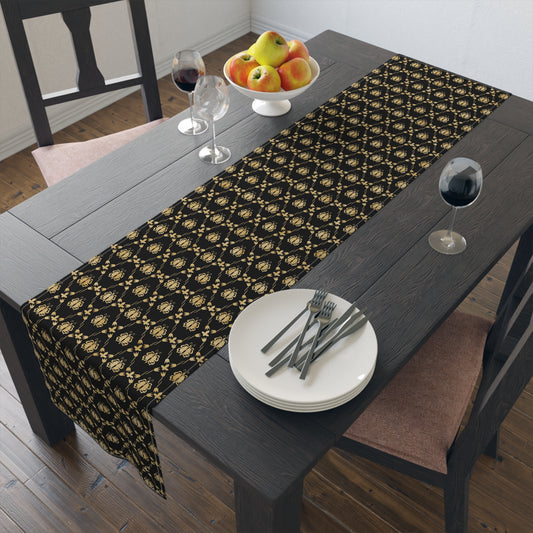 Black Gold Table Runner, Elegant Table Decoration, Modern Holiday Table Cloth