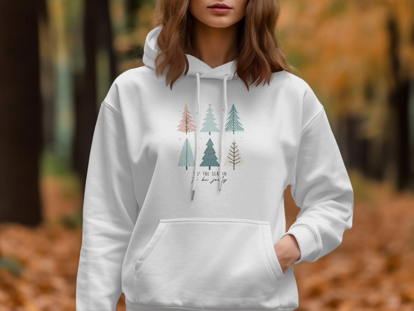 Up the Season Hoodie with Hand-Drawn Christmas Trees