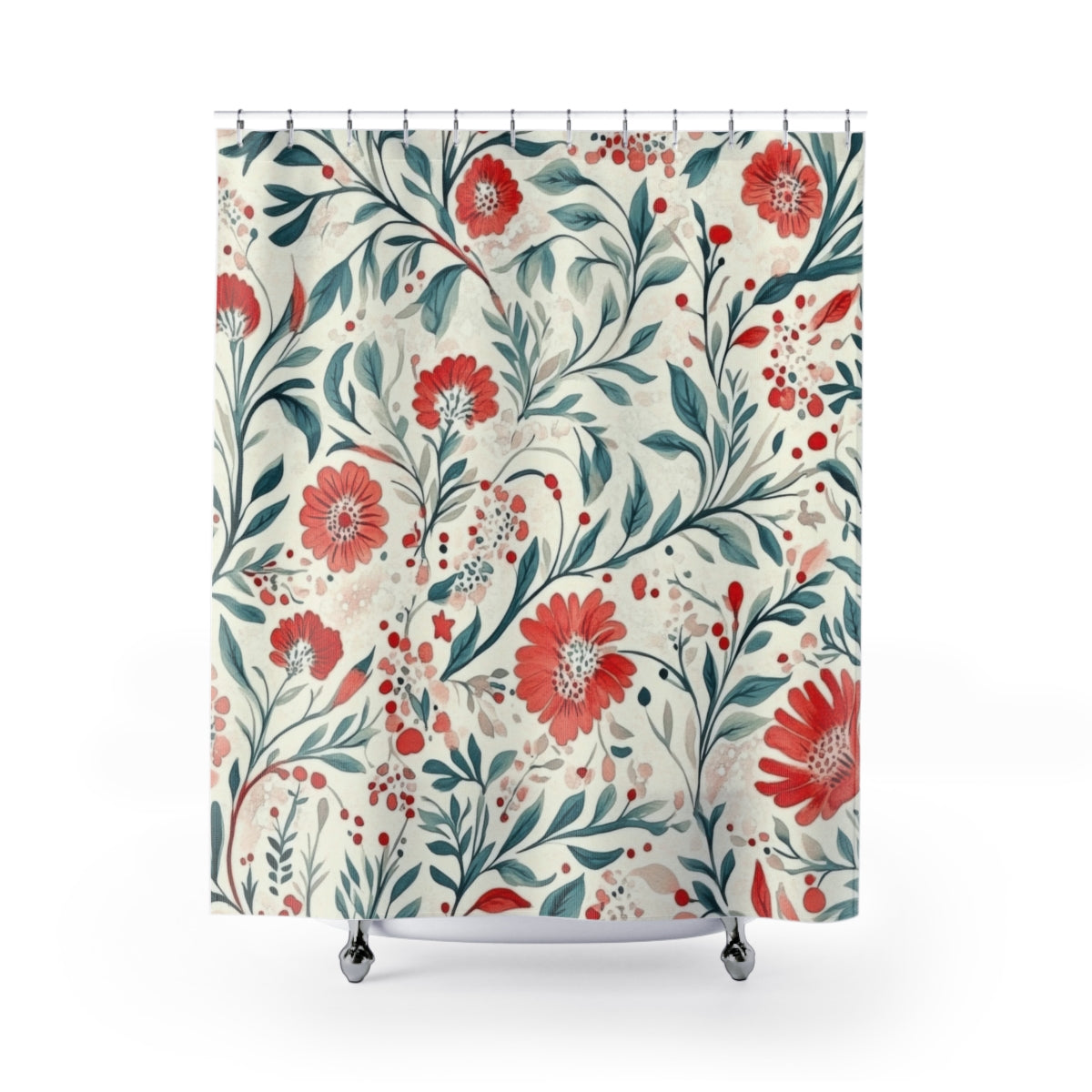 Floral Patterned Shower Curtain Bathroom Decor