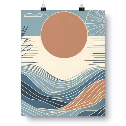 Sun and Abstract Waves Art Print product type