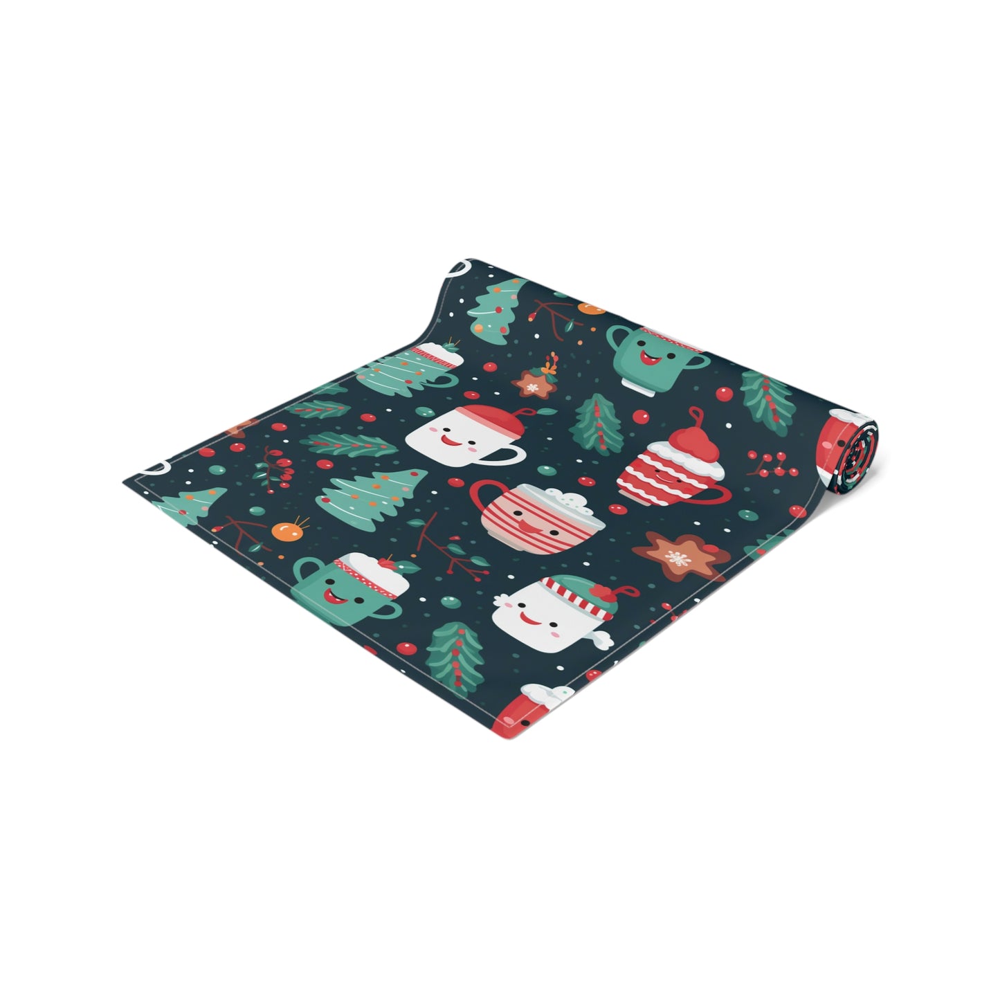 Kawaii Christmas Table Runner, Cute Holiday Decoration, Table Cloth Decor