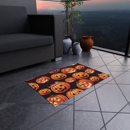Halloween Pumpkins Outdoor Rug, Spooky Gothic Halloween Mat, Cute Horror Area Rug