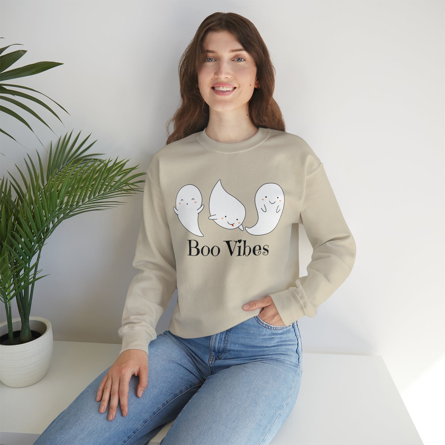 Boo Ghost Sweatshirt, Halloween Sweatshirt Women Men Crewneck Sweatshirt