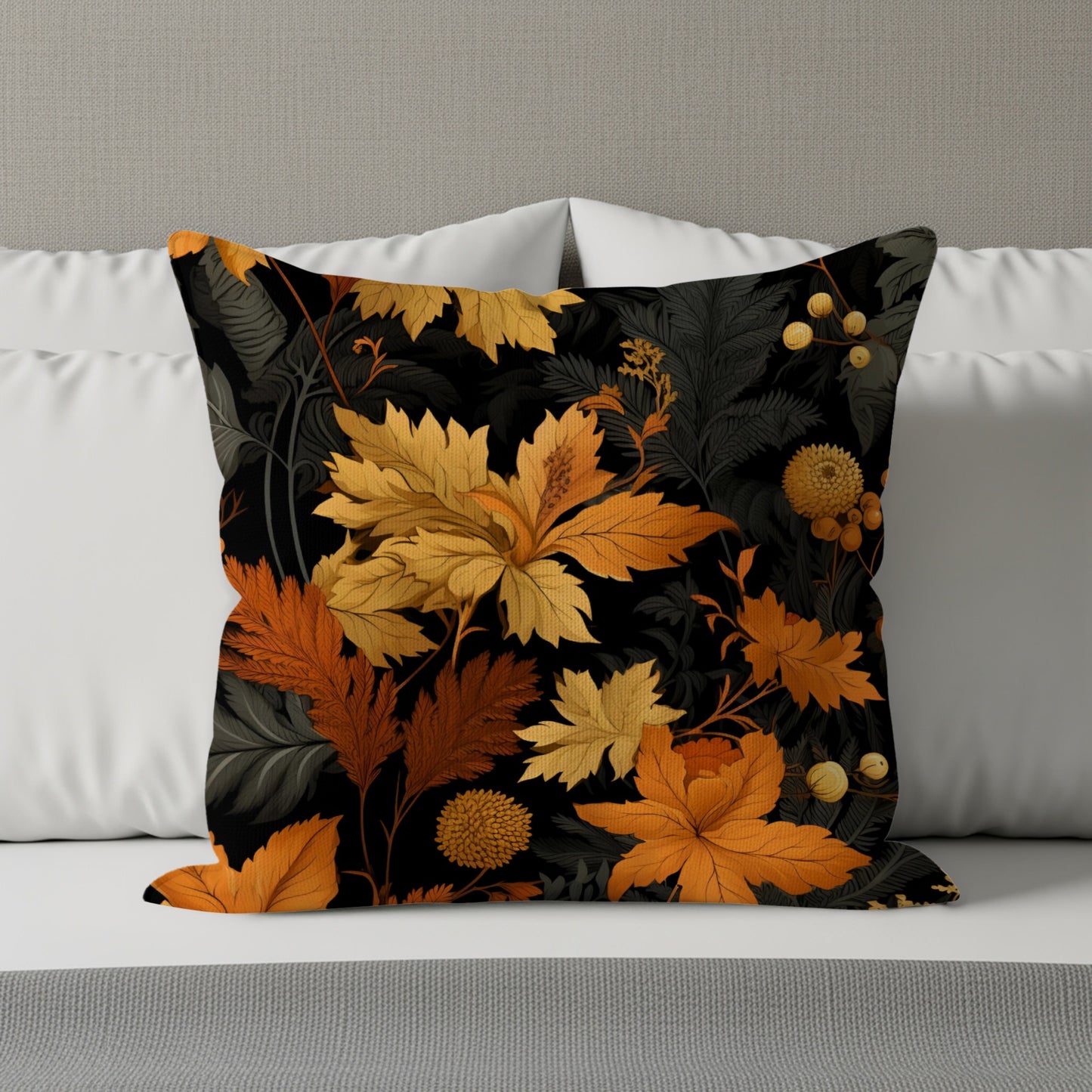 Elegant Autumn Leaves Floral Decorative Pillow product
