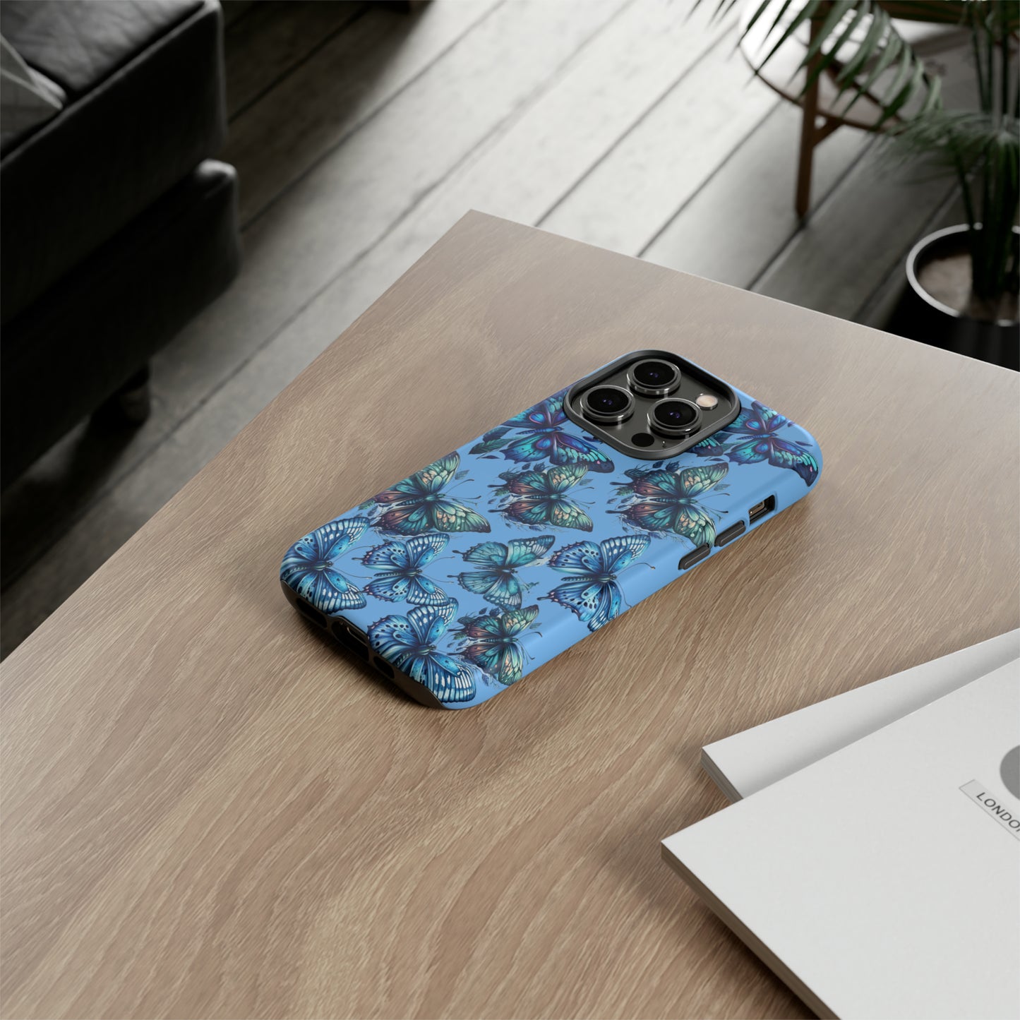 Blue Butterfly iPhone Case, Cute Cell Phone Case, Abstract Phone Case, iPhone Cover