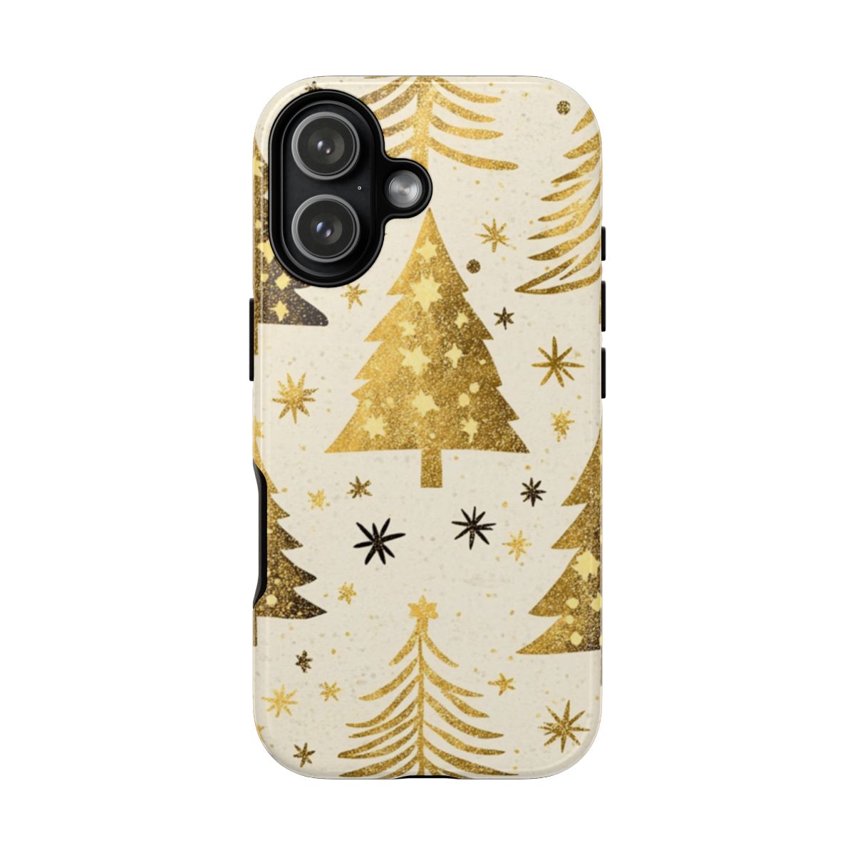 Festive Golden Christmas Tree Pattern Phone Case
