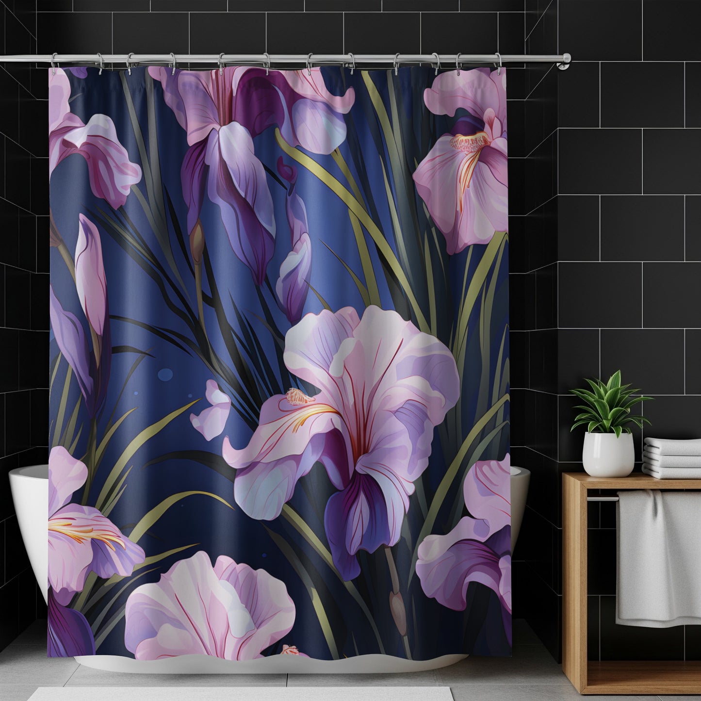 Elegant Floral Pattern Shower Curtain Bathroom Decor