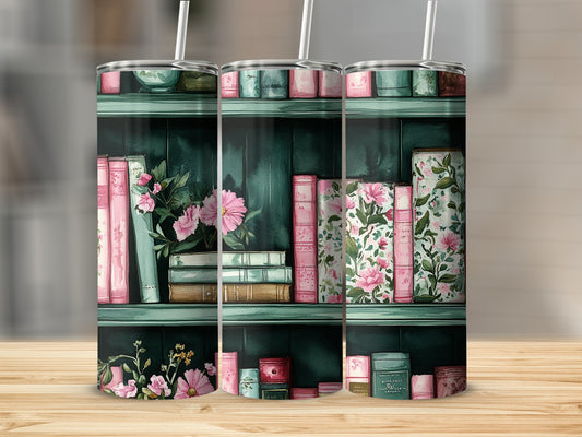 Decorative Floral Shelf Theme Stainless Steel Tumbler Product