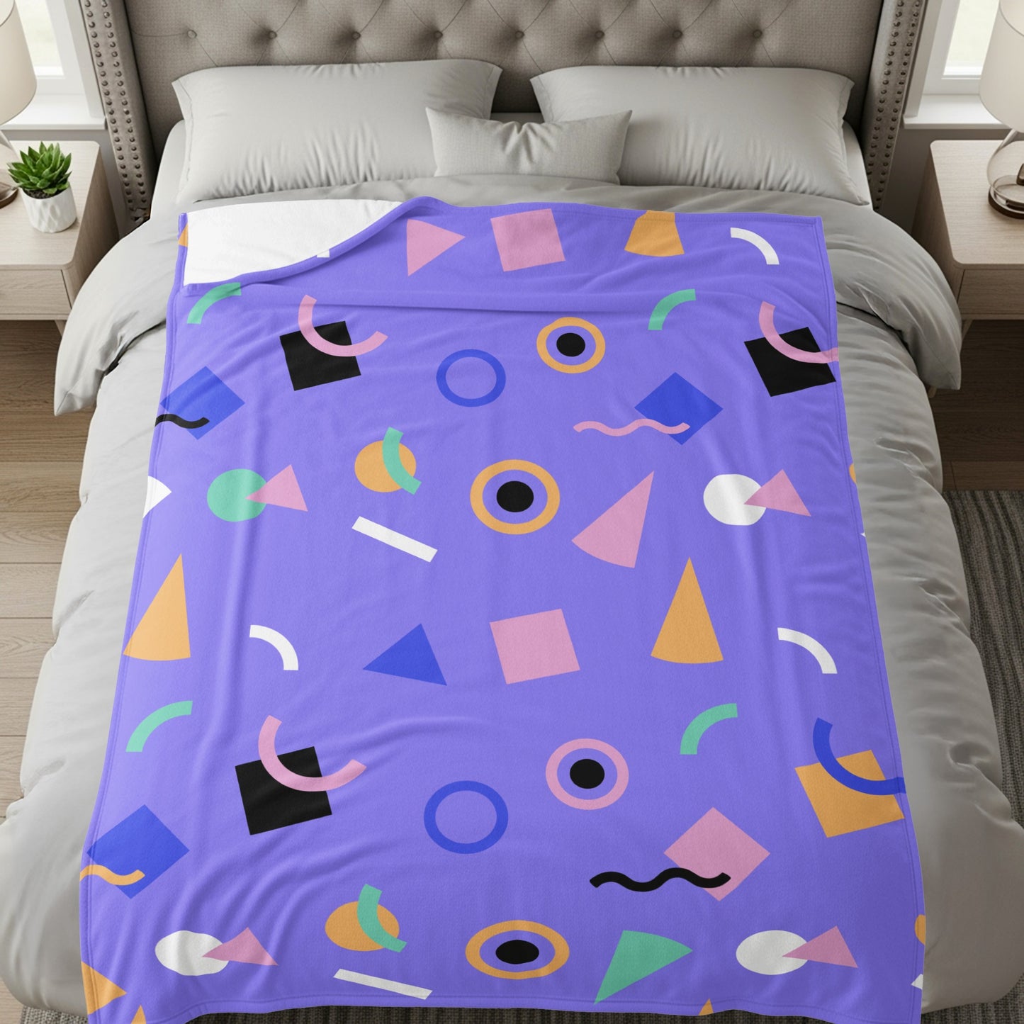 Colorful Geometric Shapes Pattern Blanket