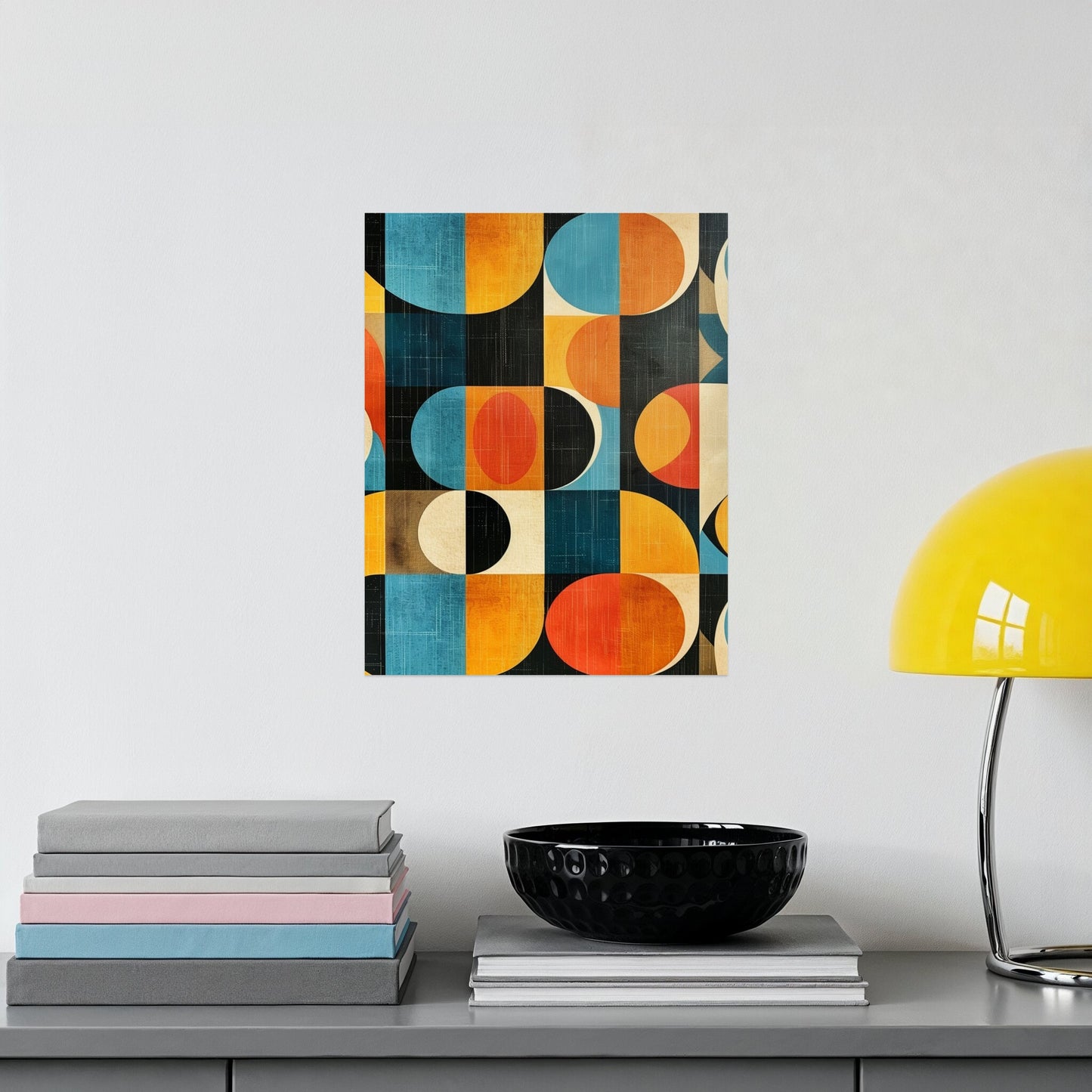 Retro Abstract Geometric Circle Wall Art