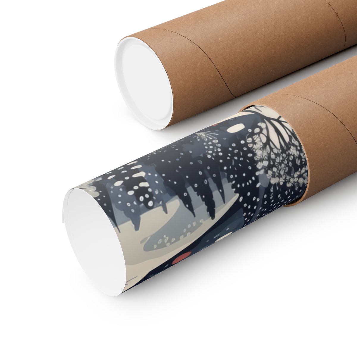 Snowy Forest Scene Rolled Canvas Art Print
