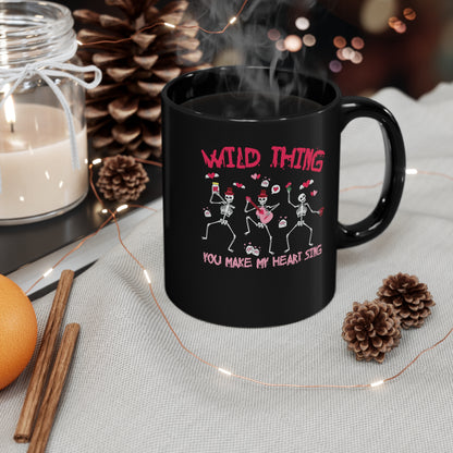 Dancing Valentine Skeletons Coffee Mug, Wild Thing, Funny Goth Valentine Cup