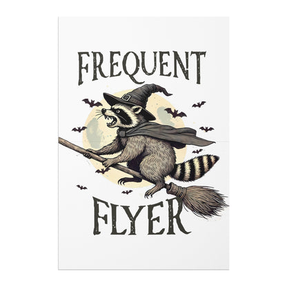 Frequent Flyer Raccoon On Broomstick Poster product type