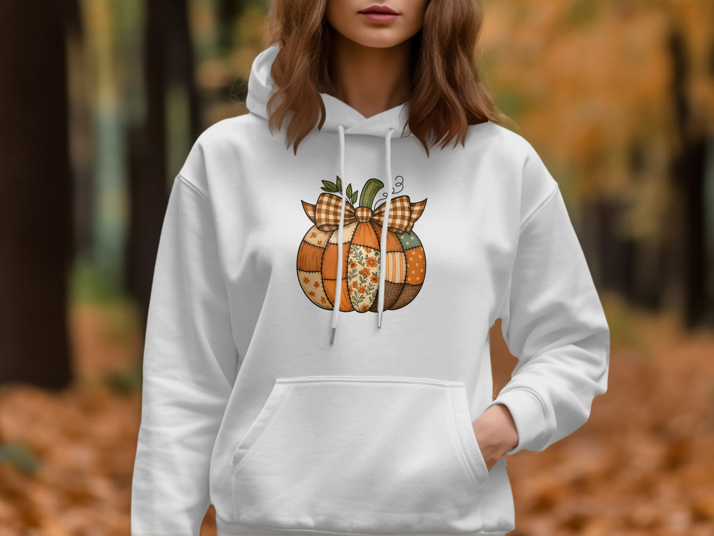 Autumn Patchwork Pumpkin Graphic Printed Hoodie product