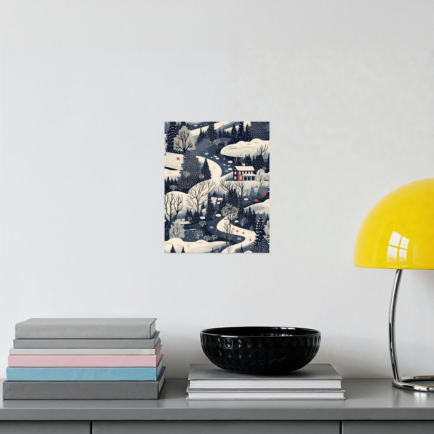 Winter Wonderland Landscape Illustrated Print