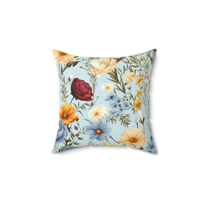Floral Cottagecore Pillow and Pillow Cover, Polyester Square Pillow