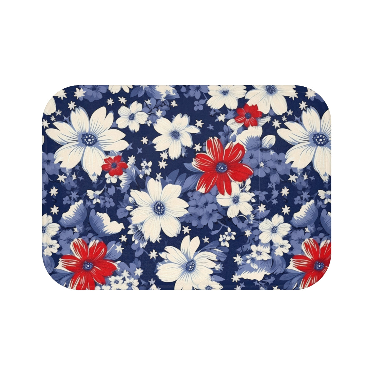Vibrant Floral Design Rectangular Blue and Red Mat