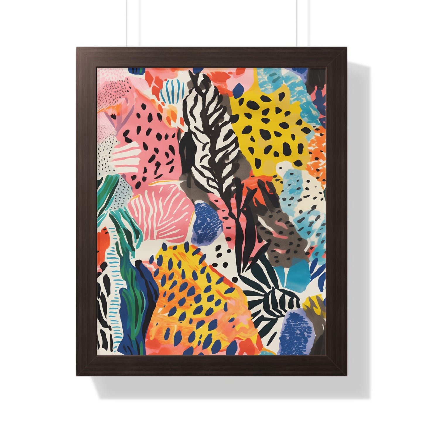 Vibrant Abstract Art in Wooden Frame Wall Decor