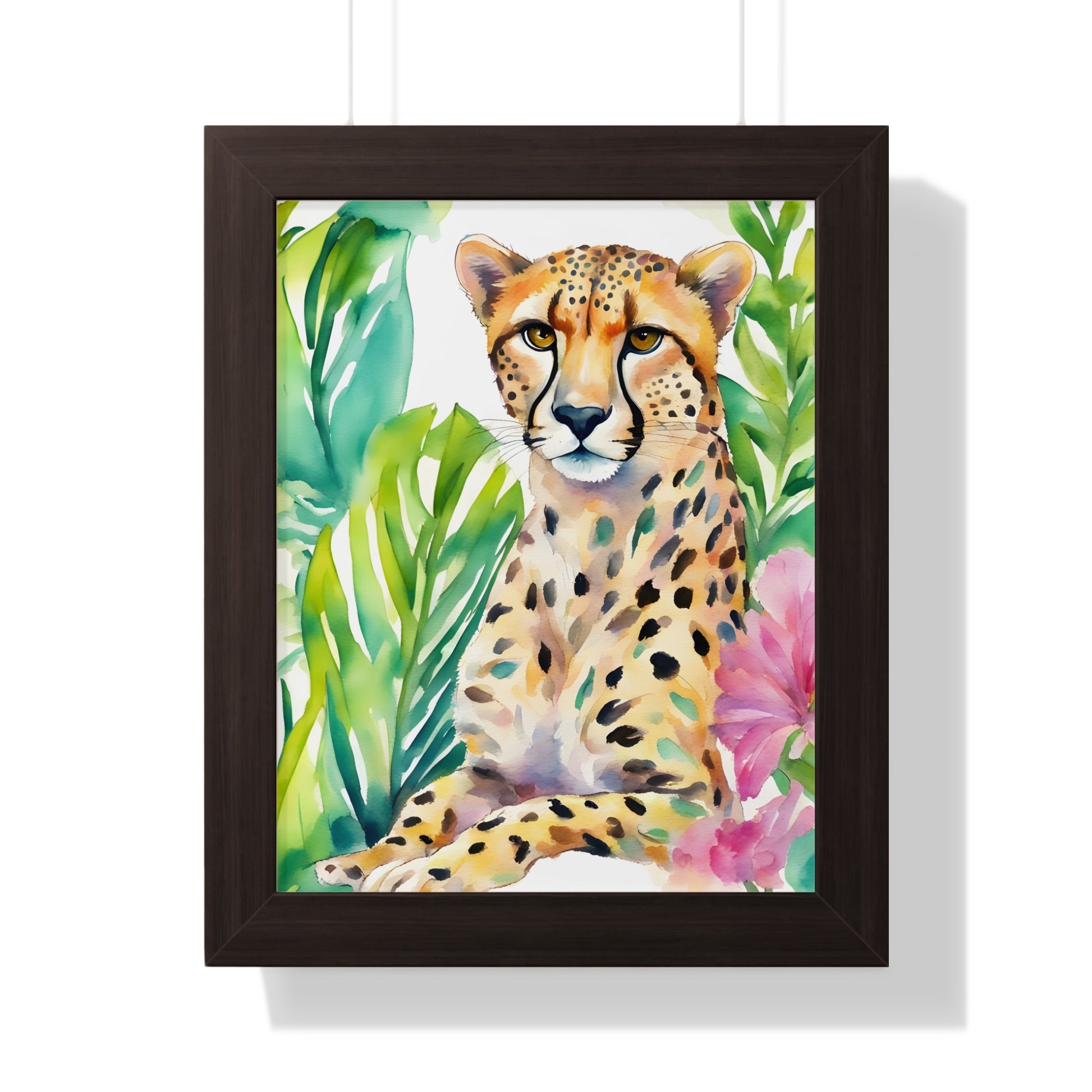 Vibrant Cheetah Art Print In Black Wooden Frame product