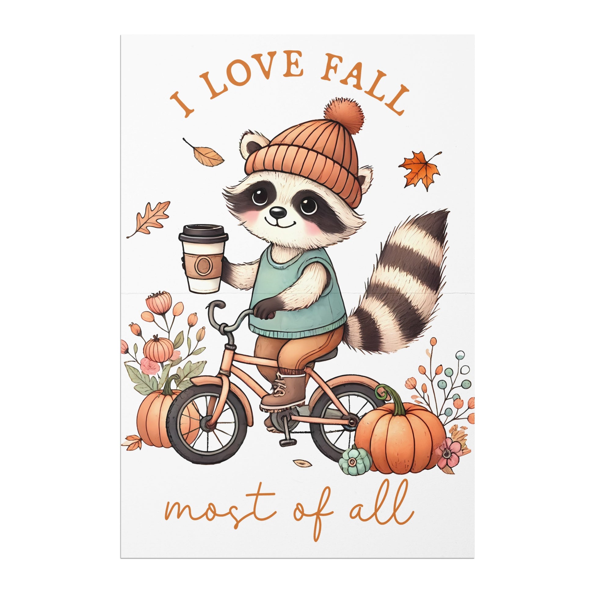 I Love Fall Most of All Raccoon on Bicycle product