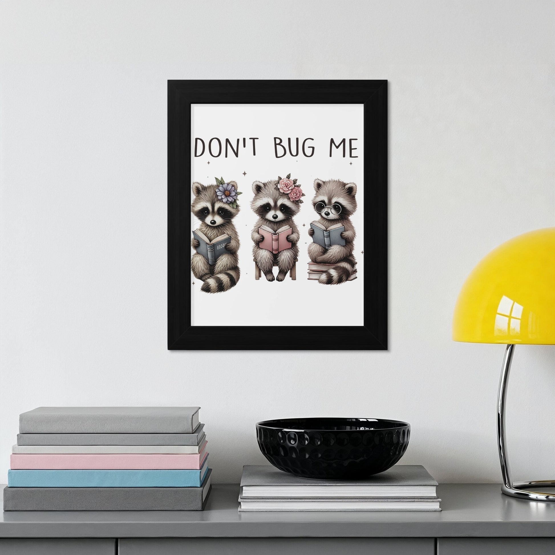 Cute Raccoons with Books Framed Wall Art product