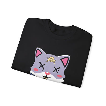 Cute Kawaii Witchy Cat Sweatshirt, Pastel Goth Clothing, Crewneck Sweatshirt