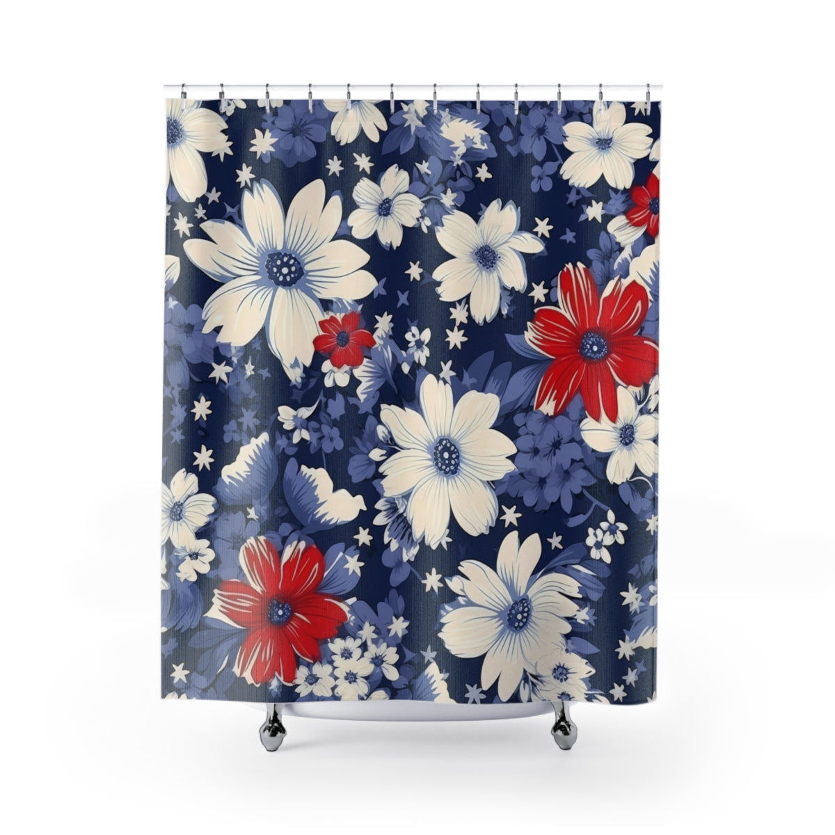 Vibrant Floral Print Unique Shower Curtain Design