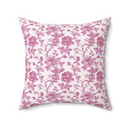 Pink Floral Toile Pillow, Coquette Home Decor Decorative Accent Throw Pillow Cover