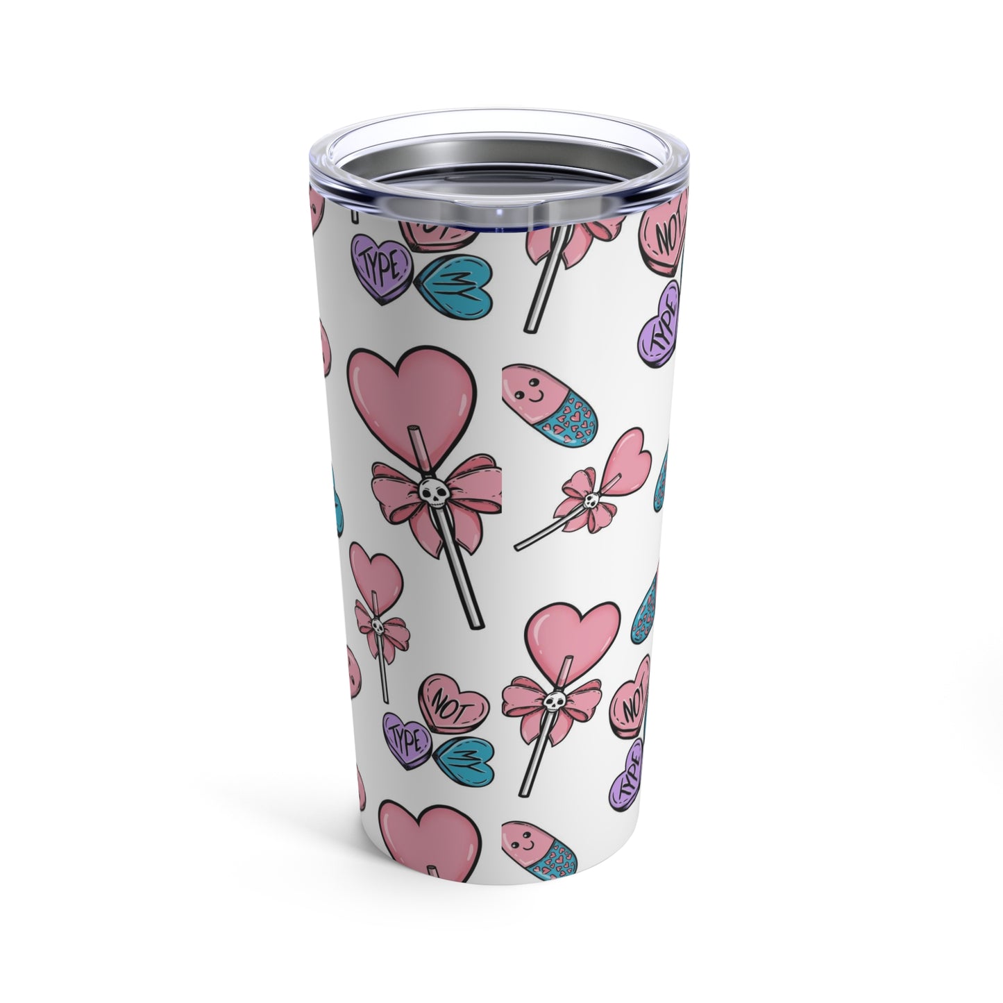 Pastel Goth Valentine's Day Tumbler Cup, Goth Valentines Gift, Insulated 20oz