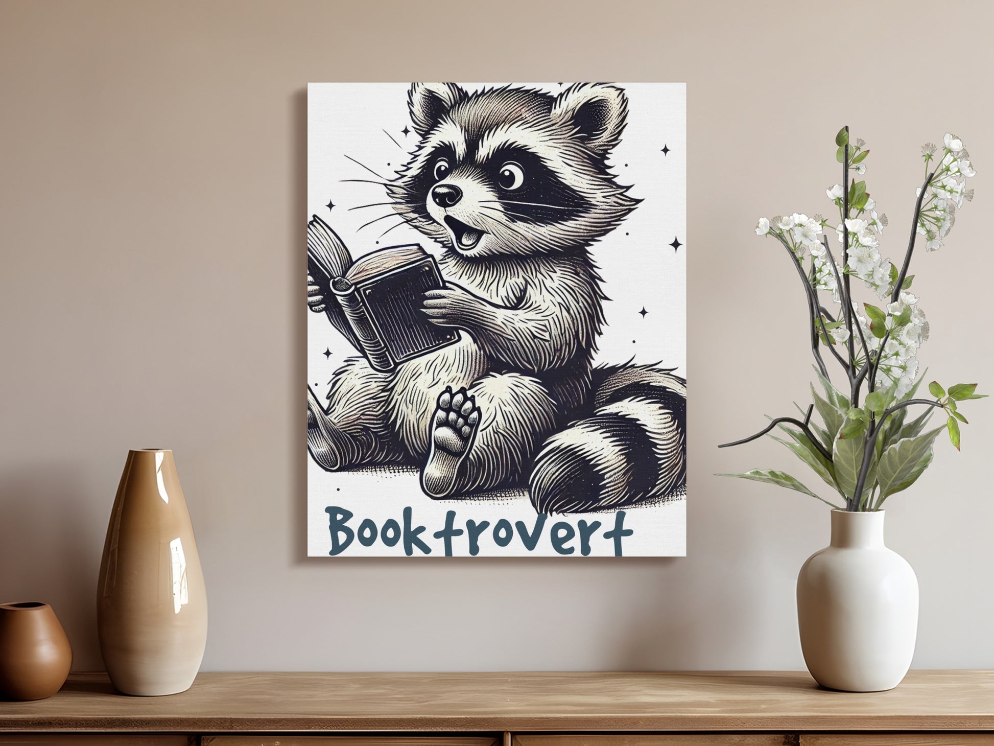 Adorable Raccoon Reading A Book Art product