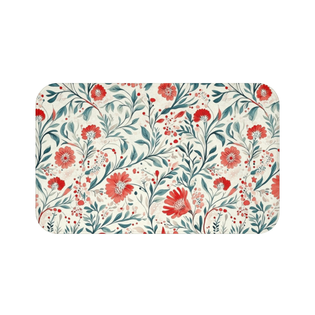 Beautiful Floral Rectangular Bath Mat with Elegant Design