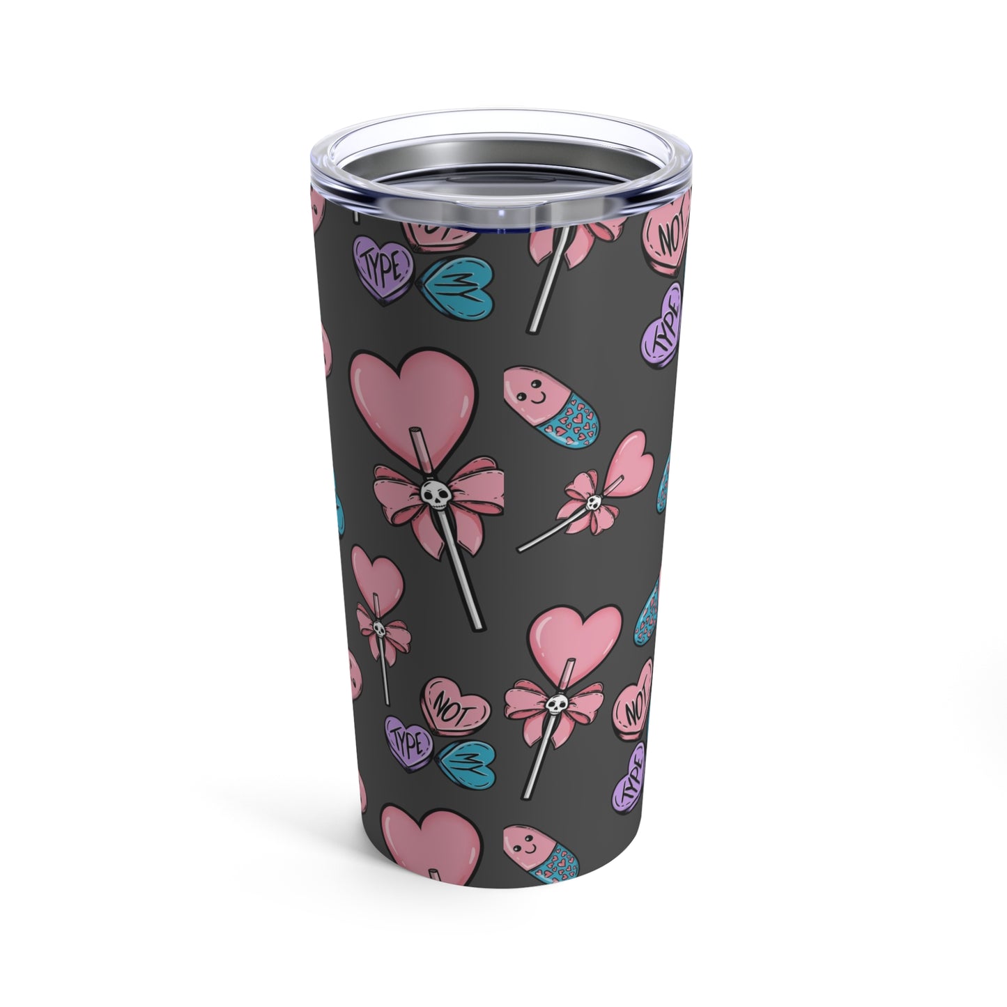 Pastel Goth Valentine's Day Tumbler Cup, Goth Valentine Gift Insulated Tumbler 20oz