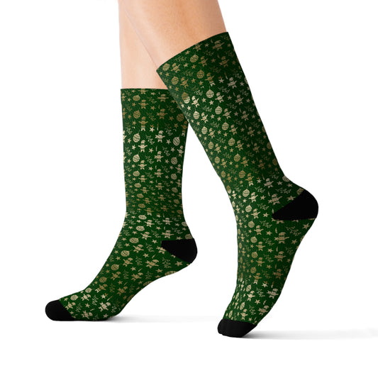 Christmas Novelty Socks, Green Casual Funny Fun Socks for Men & Women Christmas Gift