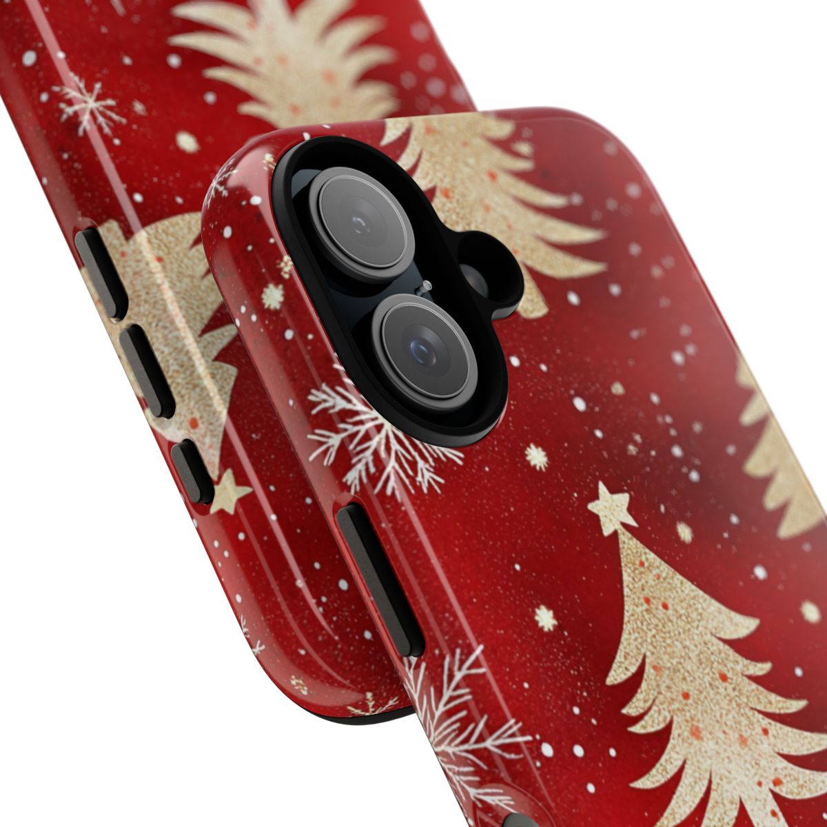 Festive Red Christmas Tree Snowflakes Phone Case