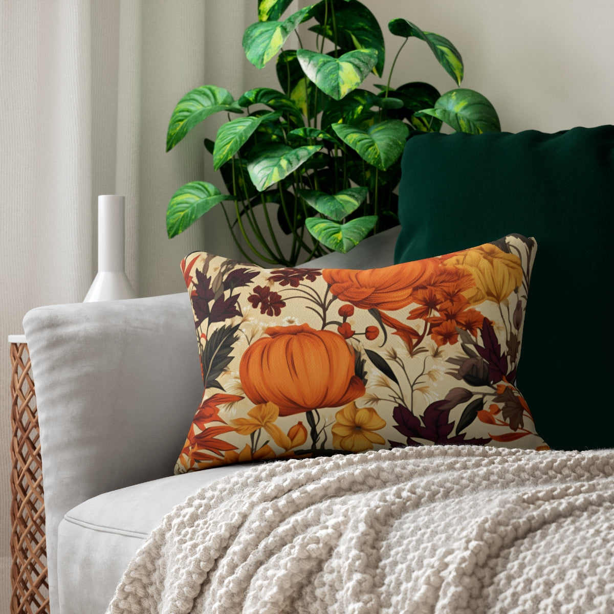 Autumn Floral Throw Pillow for Cozy Home Decor
