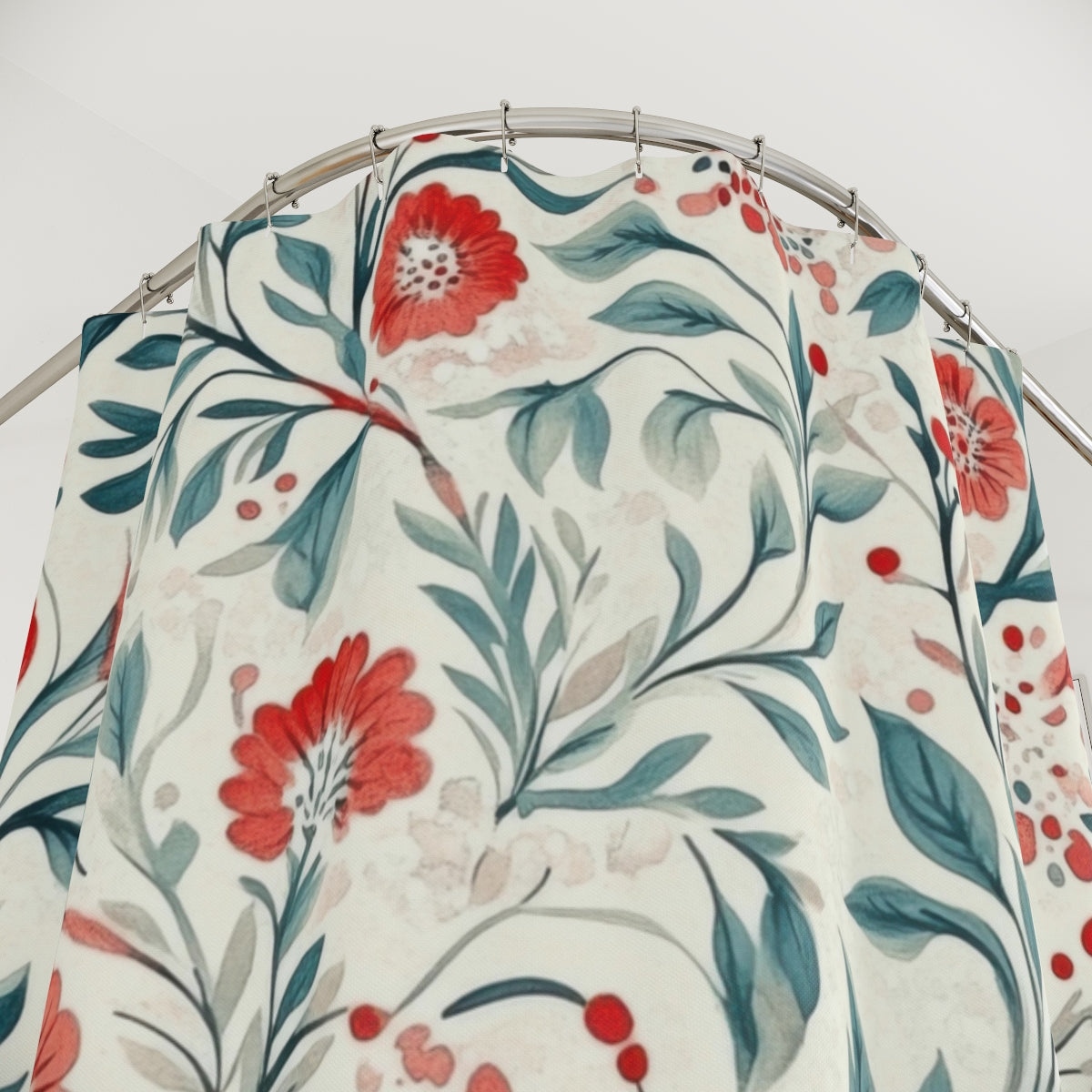 Floral Shower Curtain with Vintage Botanical Design