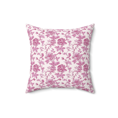 Pink Floral Toile Pillow, Coquette Home Decor Decorative Accent Throw Pillow Cover