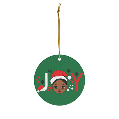 Joy Black Girl Christmas Ornament, Cute African American Tree Ornament,